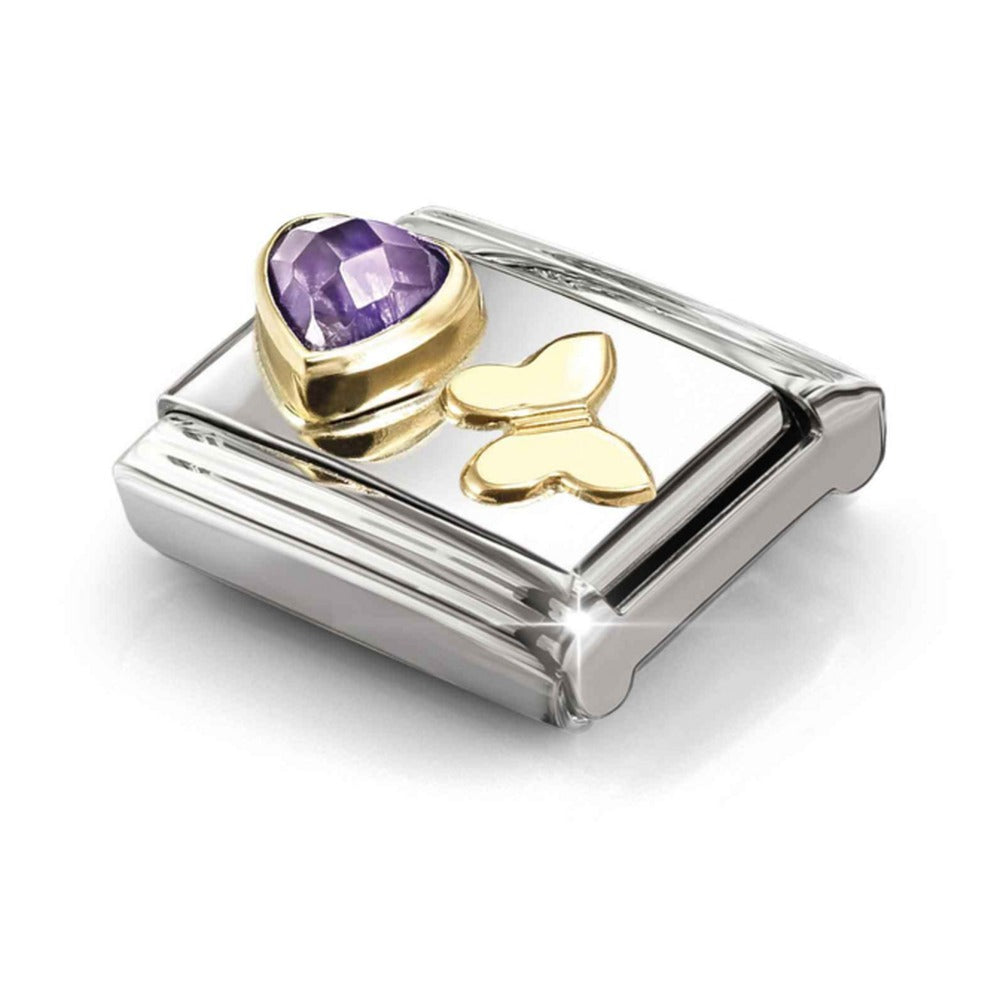 Nomination Composable Purple Heart Gold Butterfly Charm 030613/13