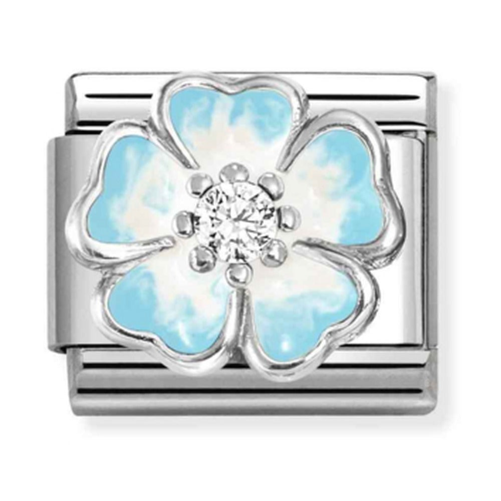 Nomination Composable Silver Shaded Blue Flower Charm 330321/16