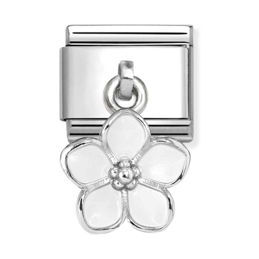 Nomination Composable Silver White Flower Drop Charm 331805/22
