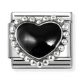 Nomination Composable Silver Black Enamel Raised Heart Charm 330204/38