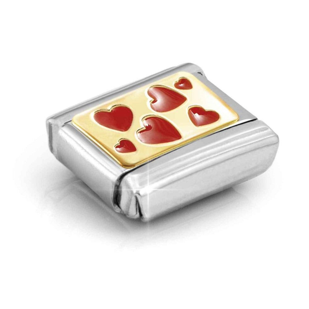 Nomination Composable Gold Red Enamel Hearts Charm 030284/59