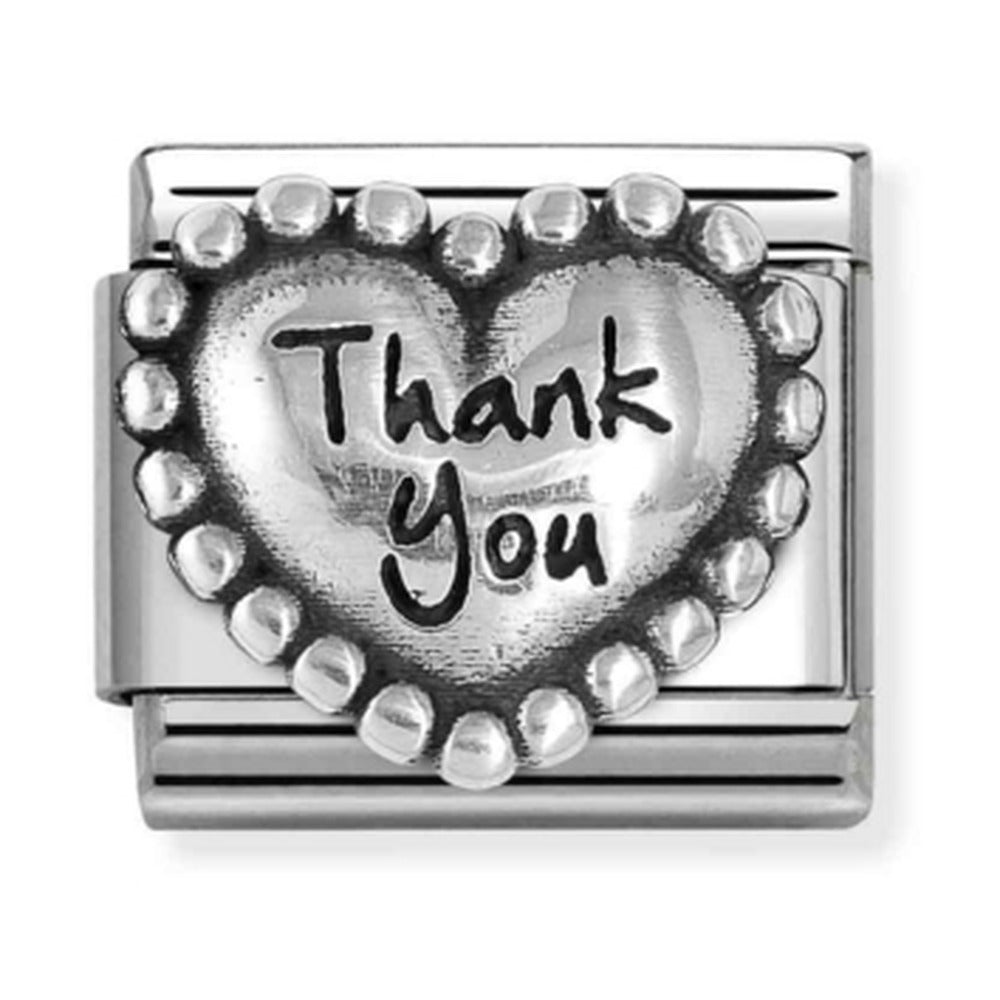 Nomination Composable Silver Raised Heart With Dots Thank You Charm 330101/83