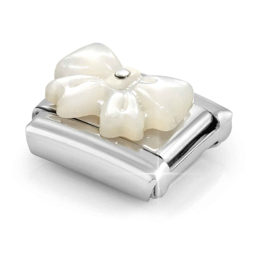 Nomination Composable Silver Mother Of Pearl Resin Bow Charm 330509/20