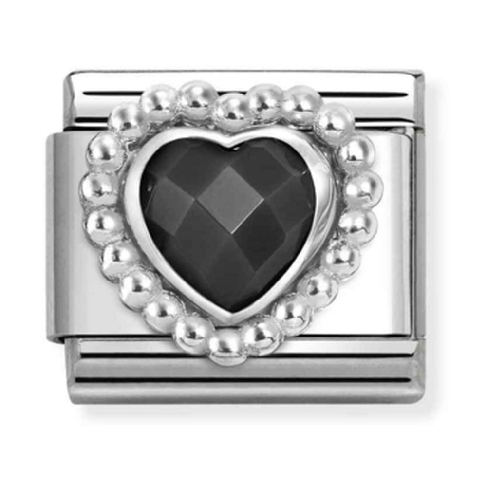 Nomination Composable Silver Faceted Black Heart Charm 330606/011