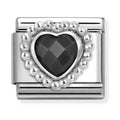 Nomination Composable Silver Faceted Black Heart Charm 330606/011