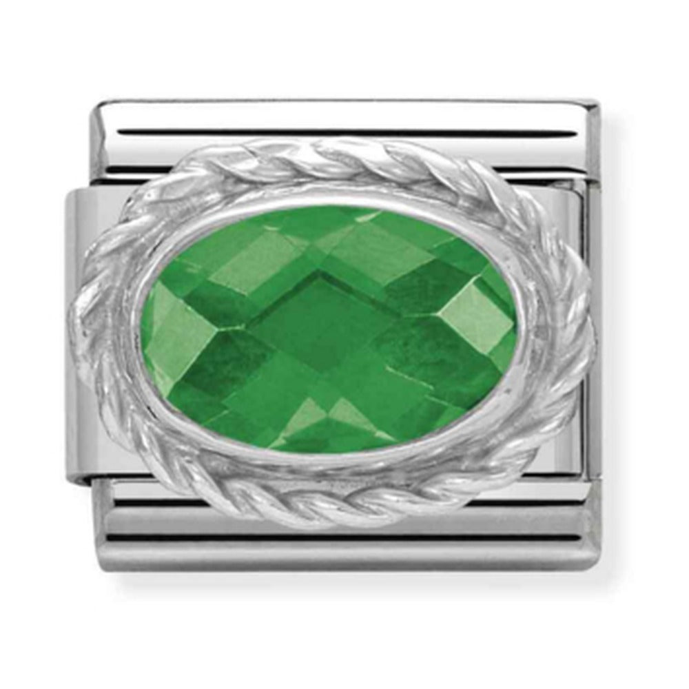 Nomination Composable Silver Oval Emerald Green CZ Charm 330604/027