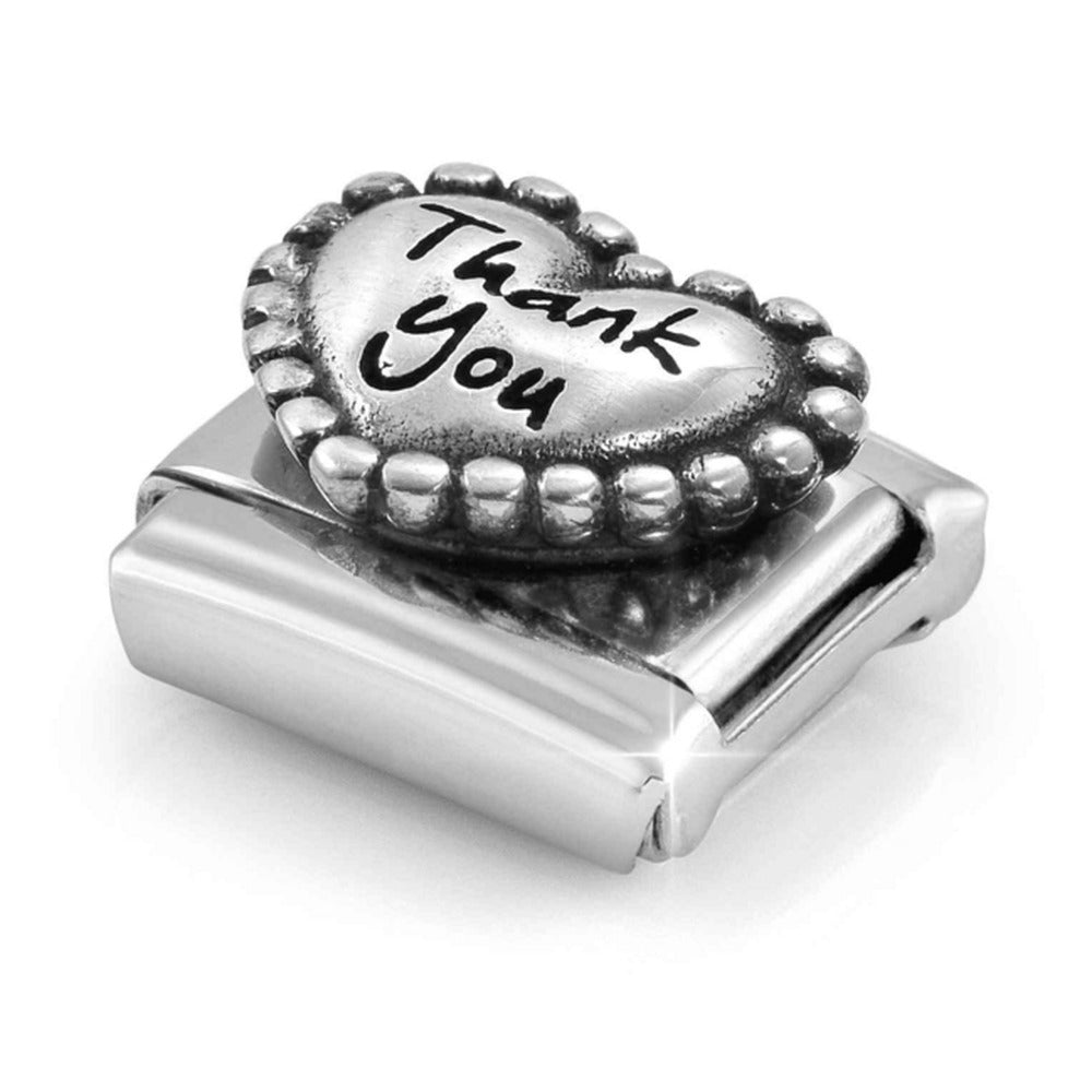 Nomination Composable Silver Raised Heart With Dots Thank You Charm 330101/83