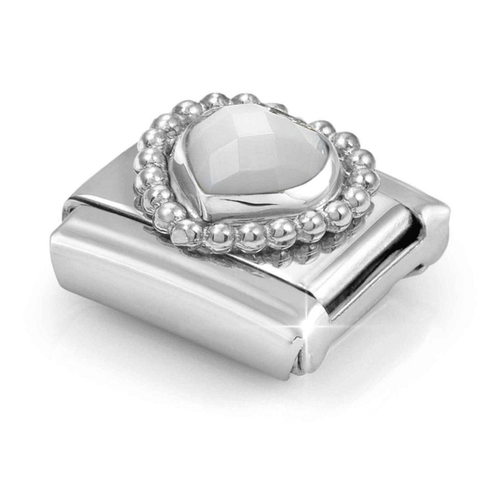 Nomination Composable Silver White Opal Heart Charm 330605/016