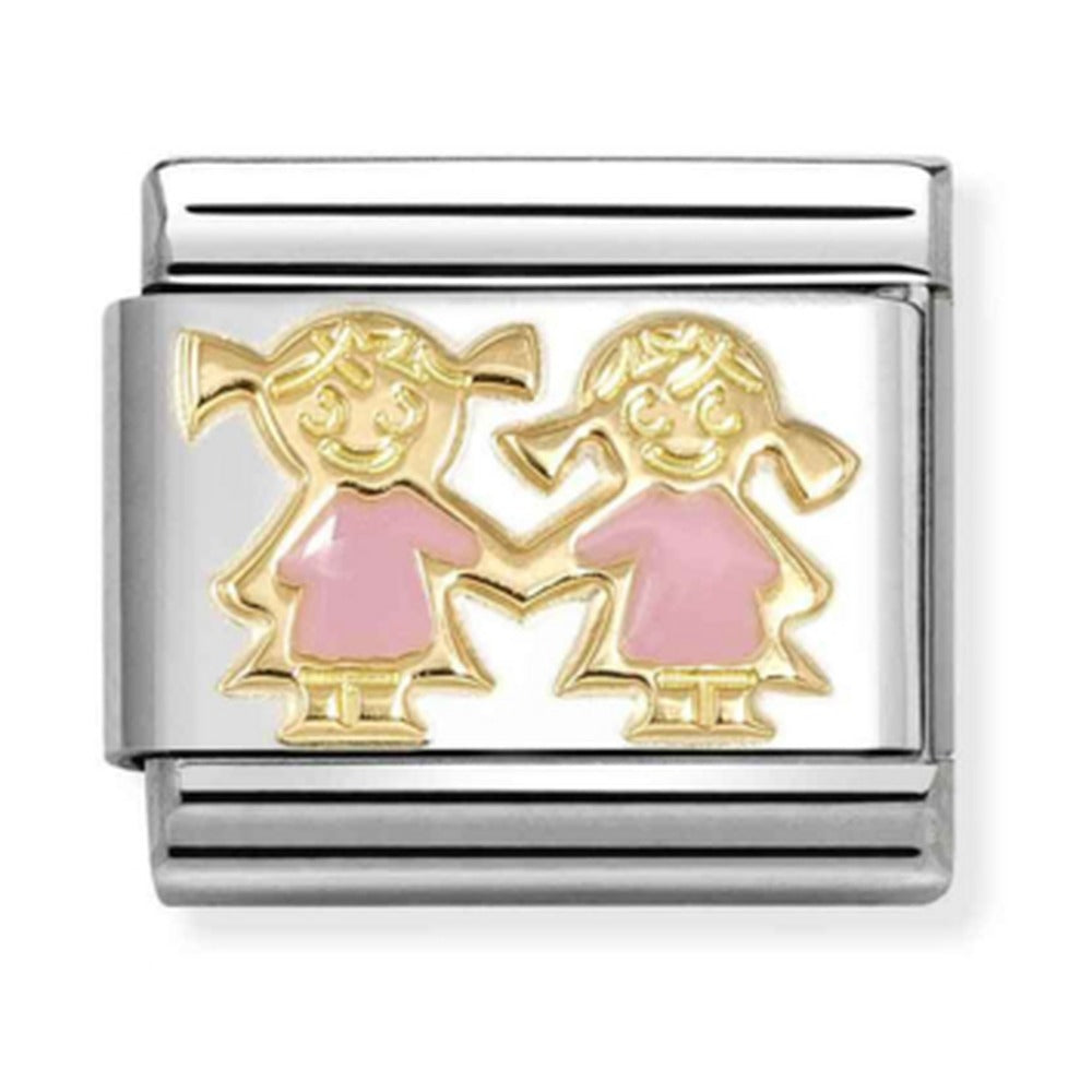 Nomination Composable Gold Pink Sisters Charm 030272/91