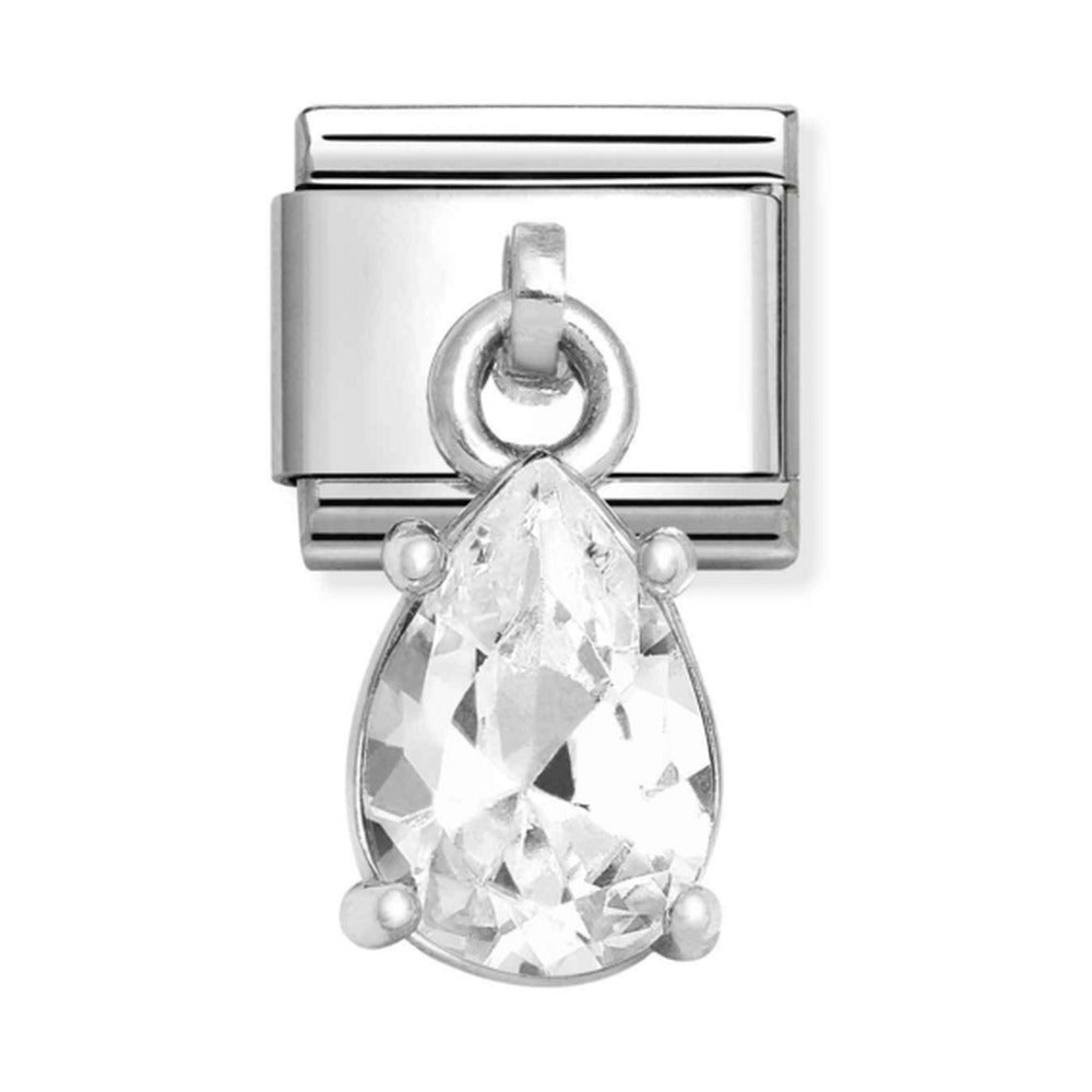 Nomination Composable Silver Pear Shaped Clear Drop Charm 331812/10