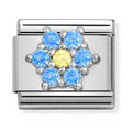 Nomination Composable Silver CZ Rich Blue & Yellow Flower Charm 330322/04