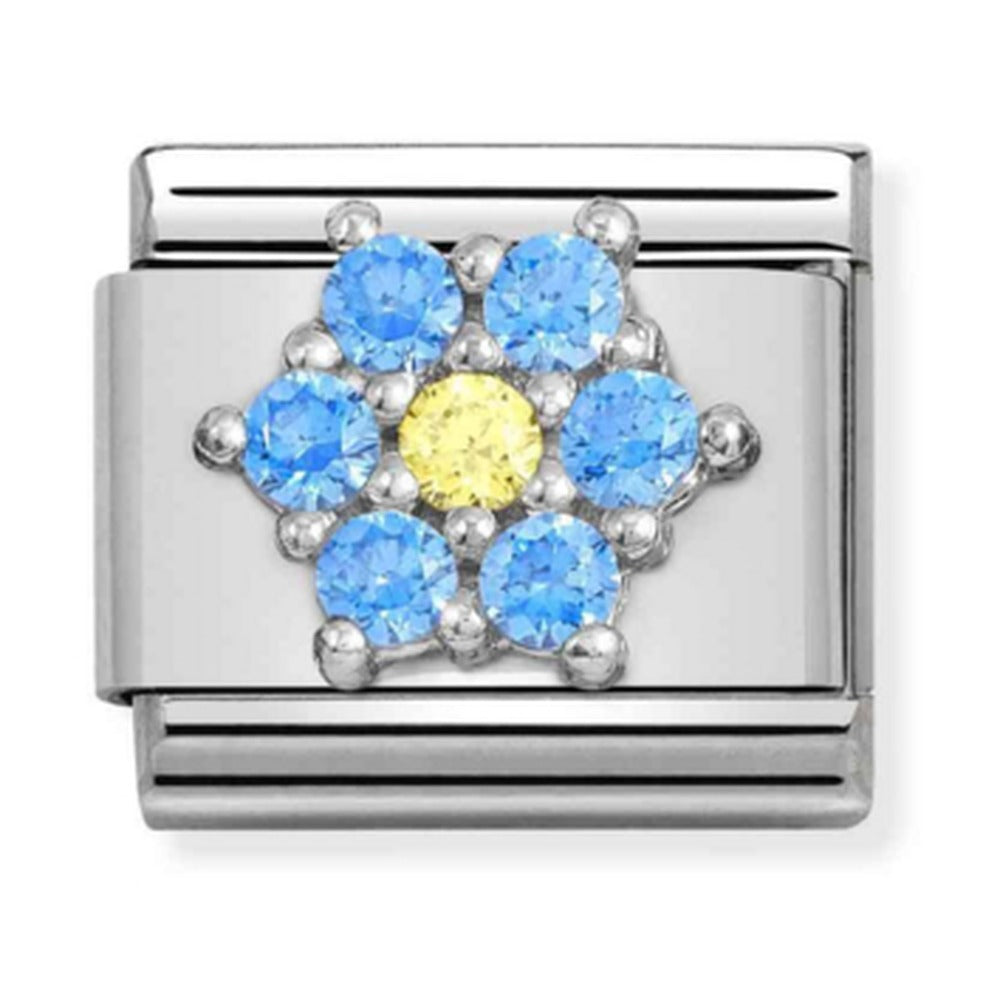 Nomination Composable Silver CZ Rich Blue & Yellow Flower Charm 330322/04