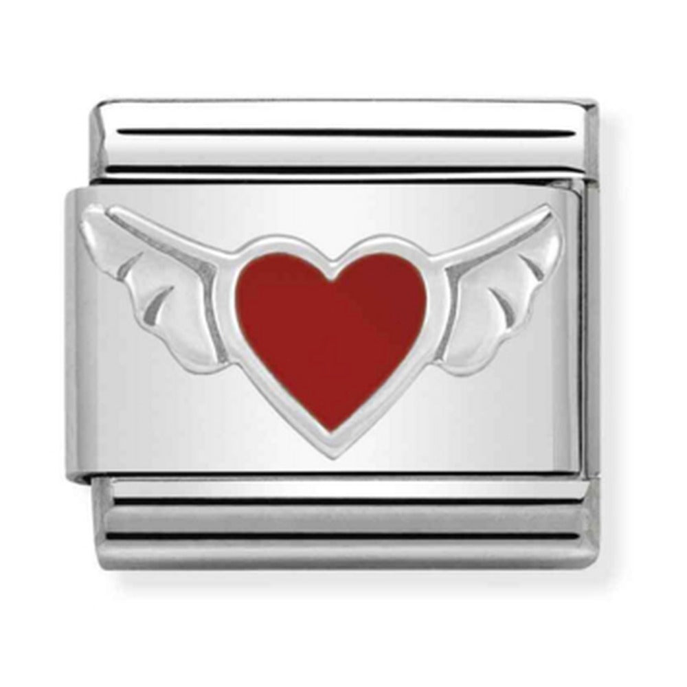Nomination Composable Silver Red Heart With Wings Charm 330202/01