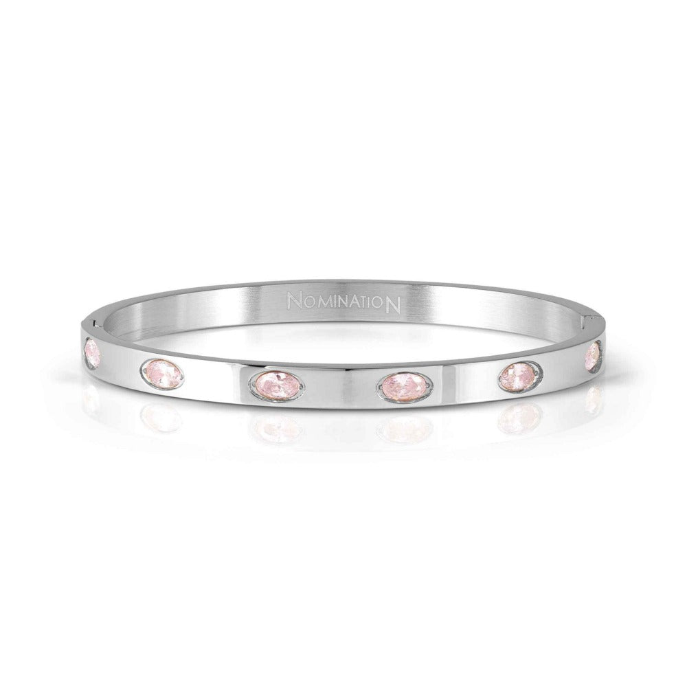Nomination Pretty Bangles 6 Pink Oval CZ in Stainless Steel