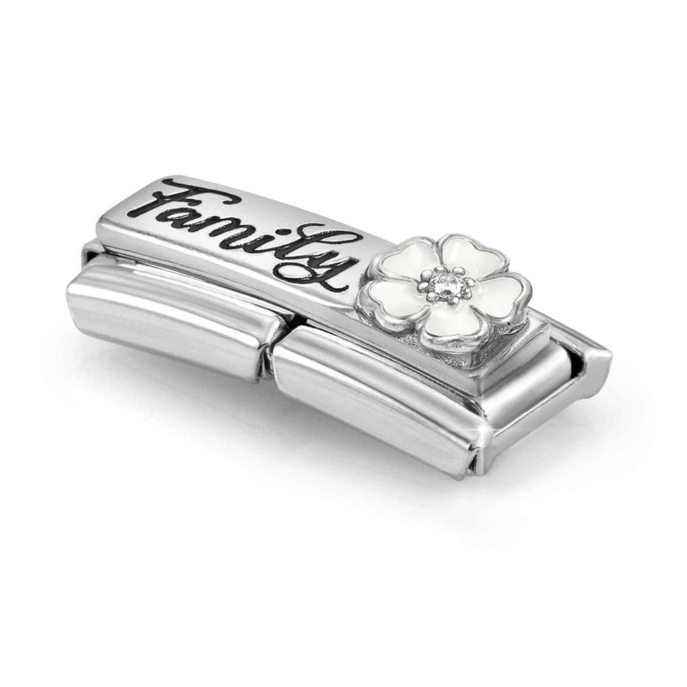 Nomination Composable Silver Double Family with White Flower Charm 330734/17