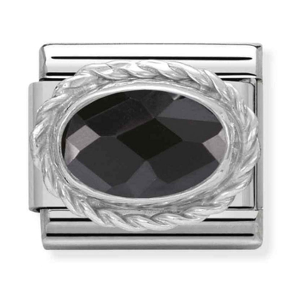 Nomination Composable Silver Oval Black CZ Charm 330604/011