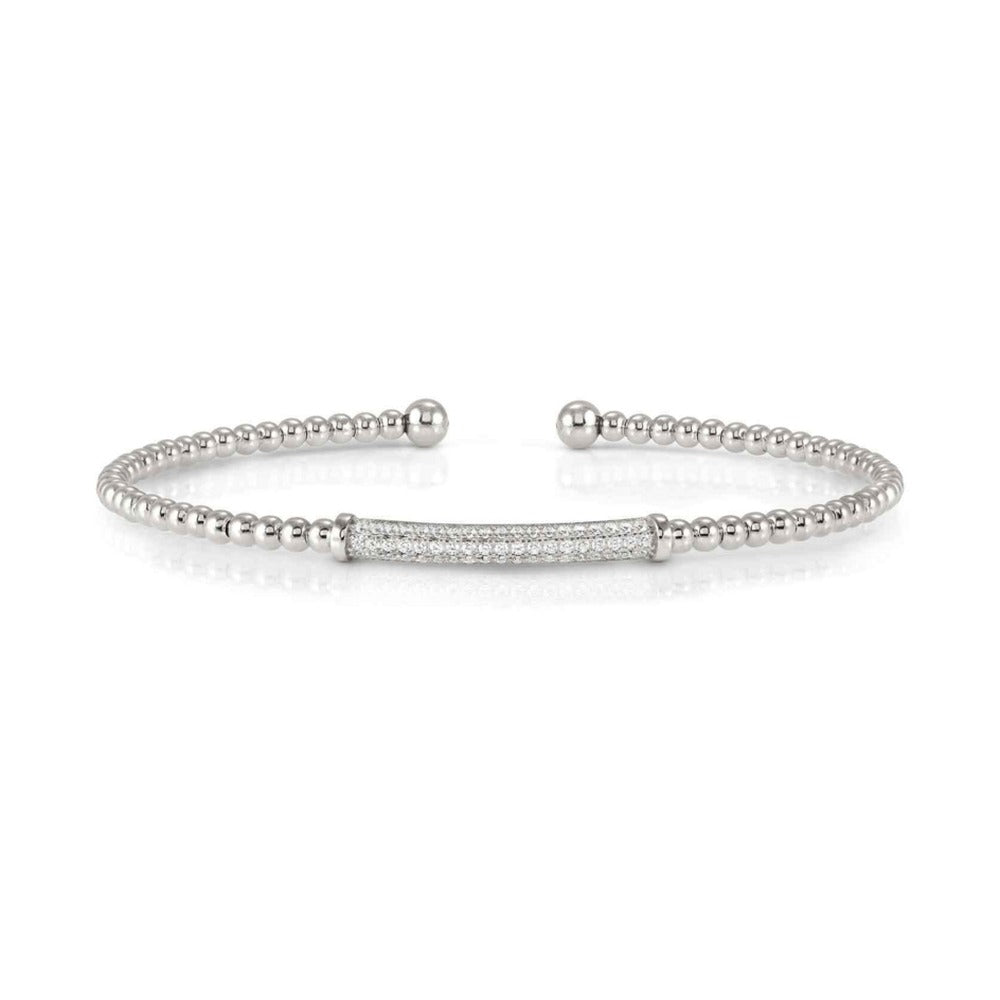 Nomination Fashion Era Pave` CZ Rigid Beaded Bangle 925 Silver