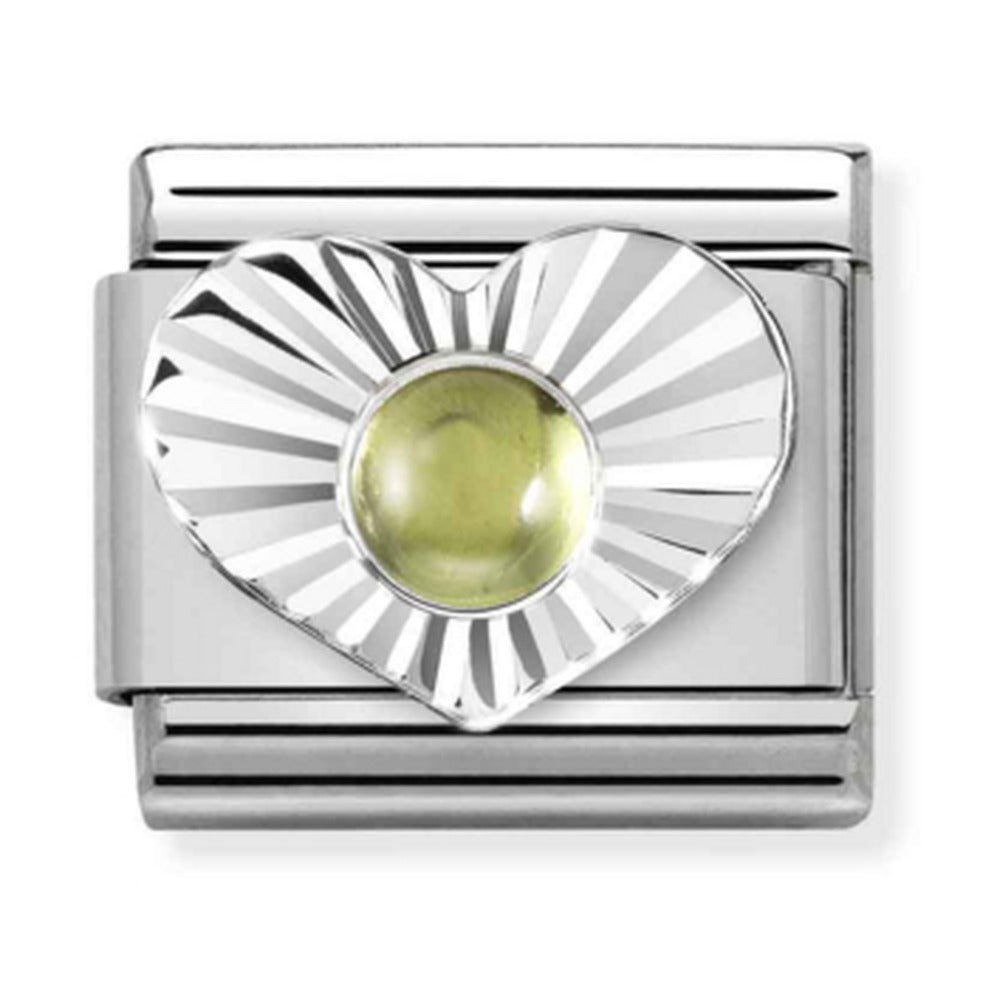 Nomination Composable Diamond Cut Heart Peridot Charm 330508/13