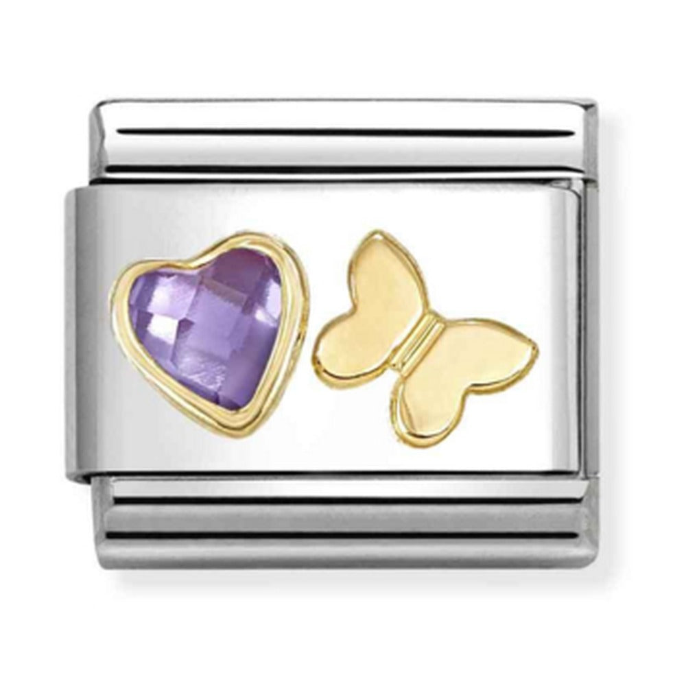 Nomination Composable Purple Heart Gold Butterfly Charm 030613/13