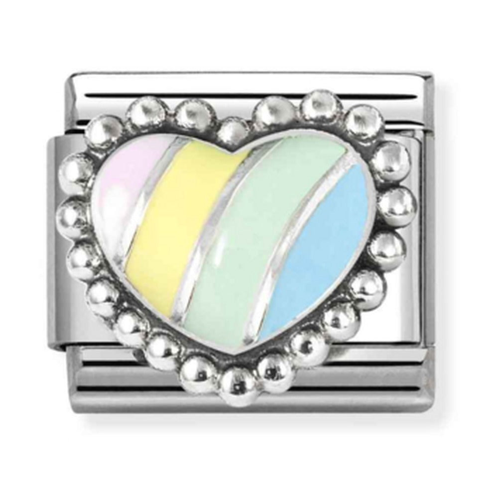 Nomination Composable Silver Pastel Striped Enamel Raised Heart Charm 330204/37