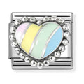 Nomination Composable Silver Pastel Striped Enamel Raised Heart Charm 330204/37