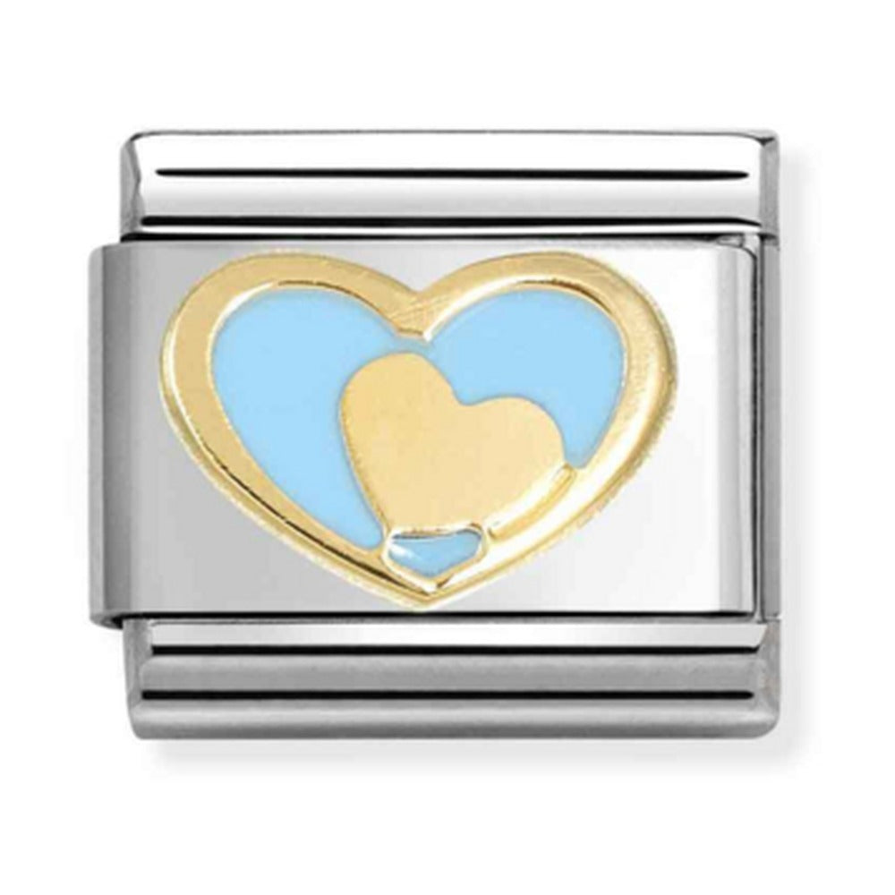 Nomination Composable Gold HEART IN BLUE HEART Charm 030283/31