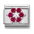 Nomination Composable Silver CZ Rich Red & White Flower Charm 330322/02