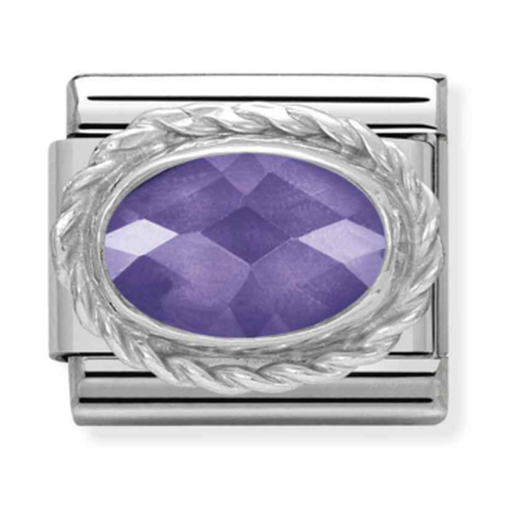 Nomination Composable Silver Oval Purple CZ Charm 330604/001