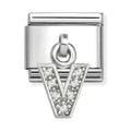 Nomination Composable Silver Initial 'V' CZ Drop Charm 331818/22
