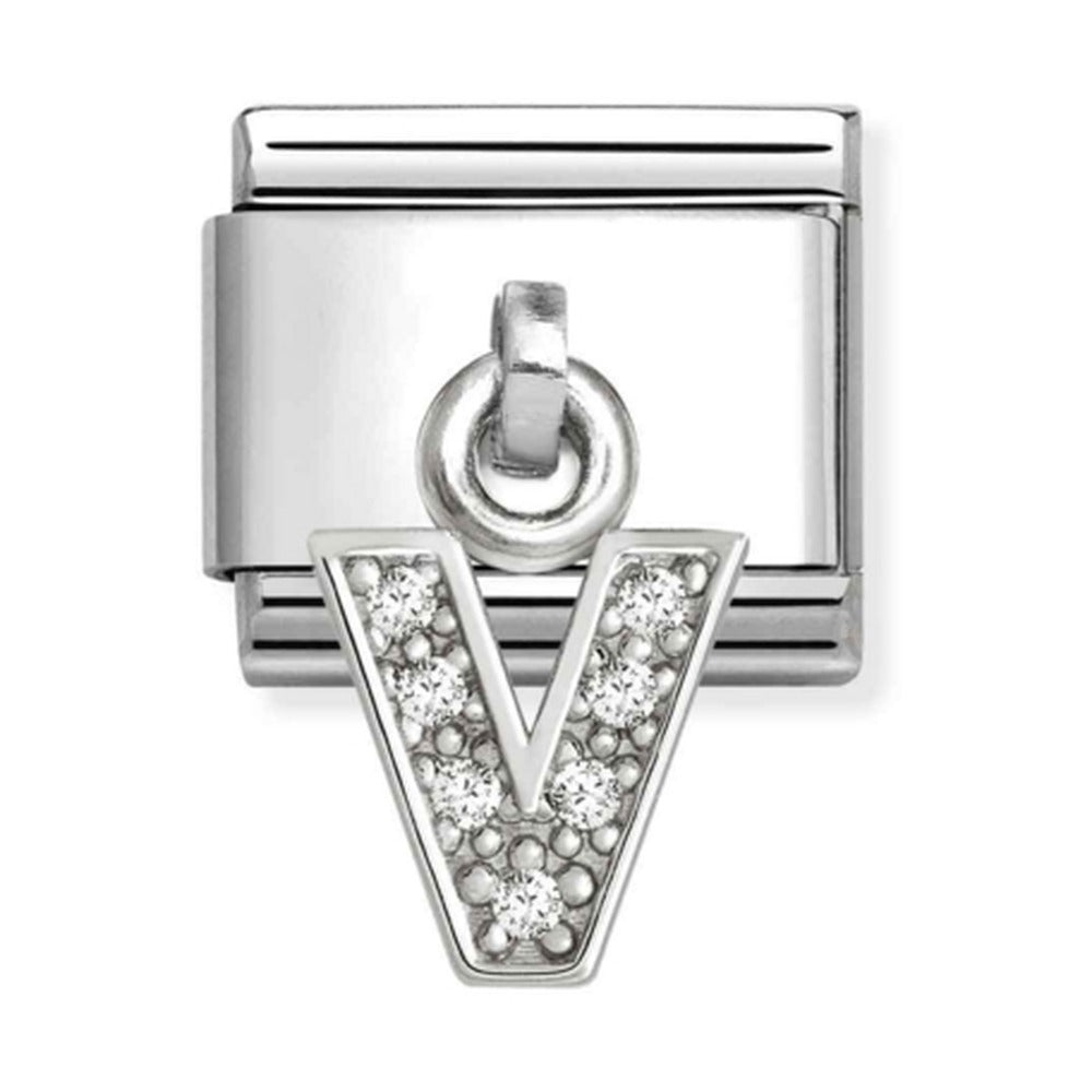Nomination Composable Silver Initial 'V' CZ Drop Charm 331818/22