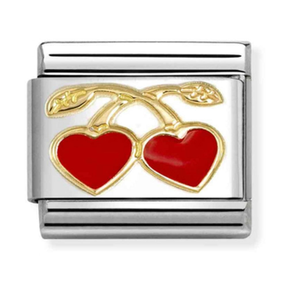 Nomination Composable Gold Red Heart Cherries Charm 030207/55