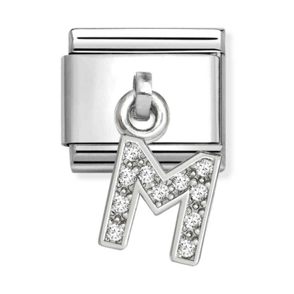 Nomination Composable Silver Initial 'M' CZ Drop Charm 331818/13