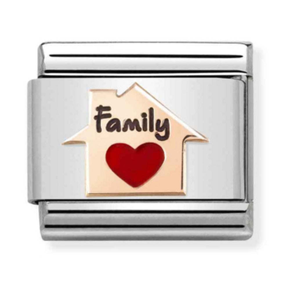 Nomination Composable Rose Gold FAMILY RED HEART HOUSE Charm 430202/11