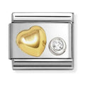Nomination Composable Classic Link Raised Heart With CZ Stainless Steel 925 Silver 750 Gold