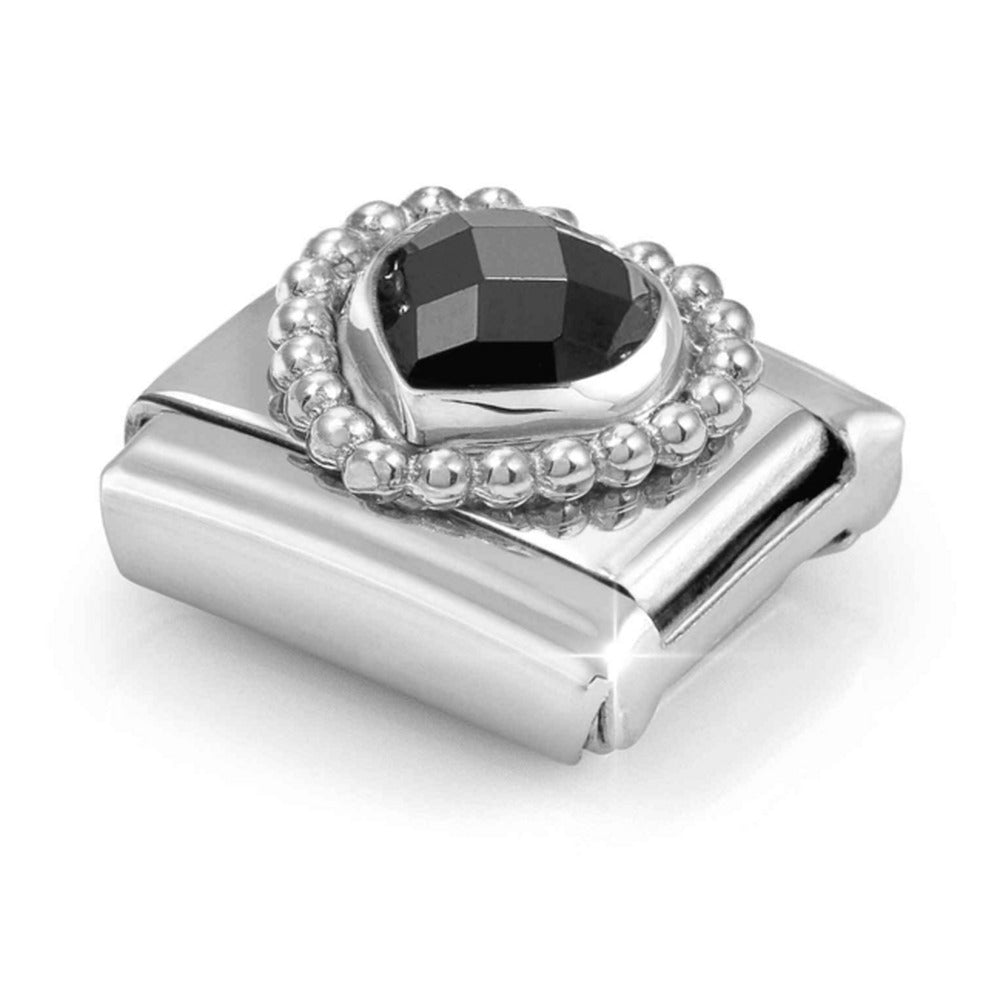 Nomination Composable Silver Faceted Black Heart Charm 330606/011