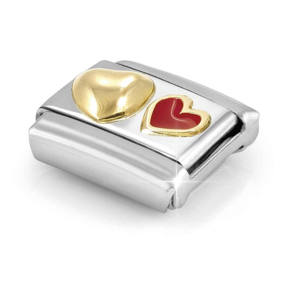 Nomination Composable Gold Raised Heart & Red Heart Charm 030283/32