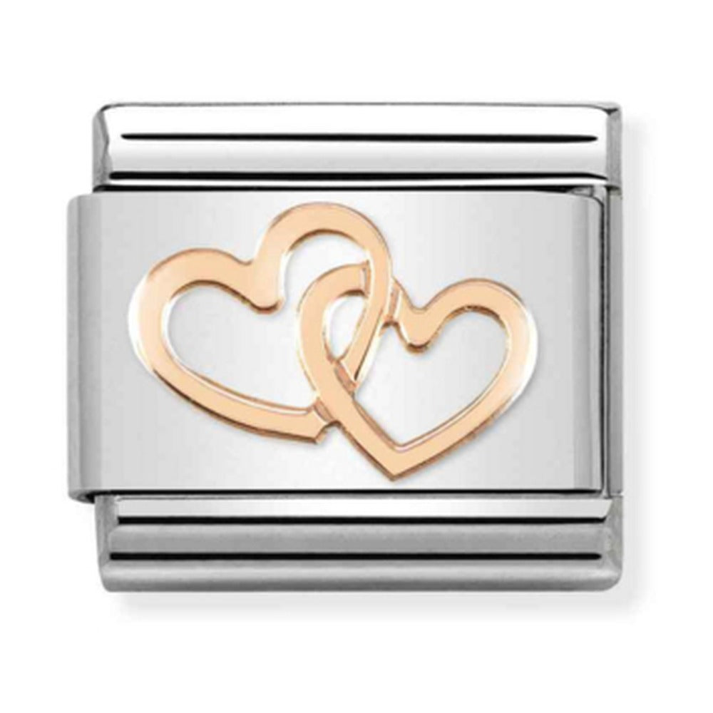 Nomination Composable Rose Gold Linked Hearts Charm