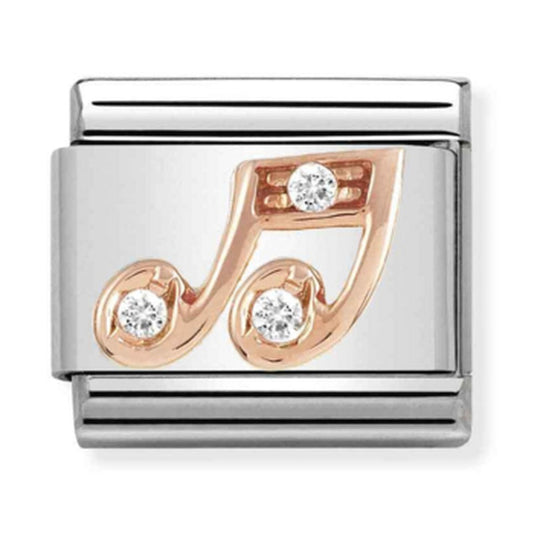 Nomination Composable Classic Link SYMBOLS MUSIC NOTE in Stainless Steel with 9K Rose Gold and Cubic Zirconia