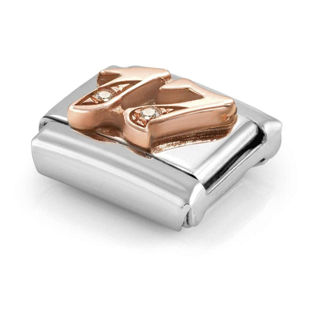 Nomination Composable Classic Link NUMBERS 17 in Steel, Zircon & Gold 375