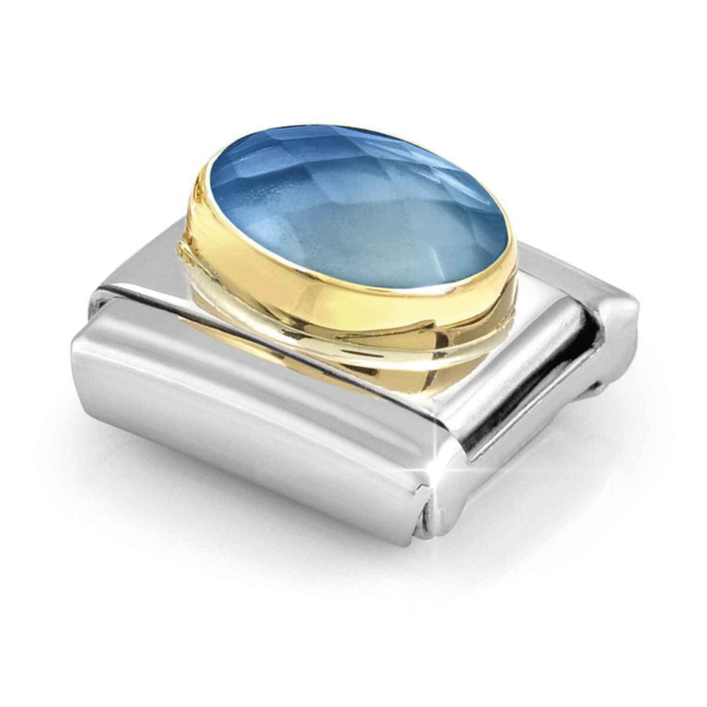 Nomination Composable Gold Faceted Light Blue /Blue Graduated Oval Charm 030612/038