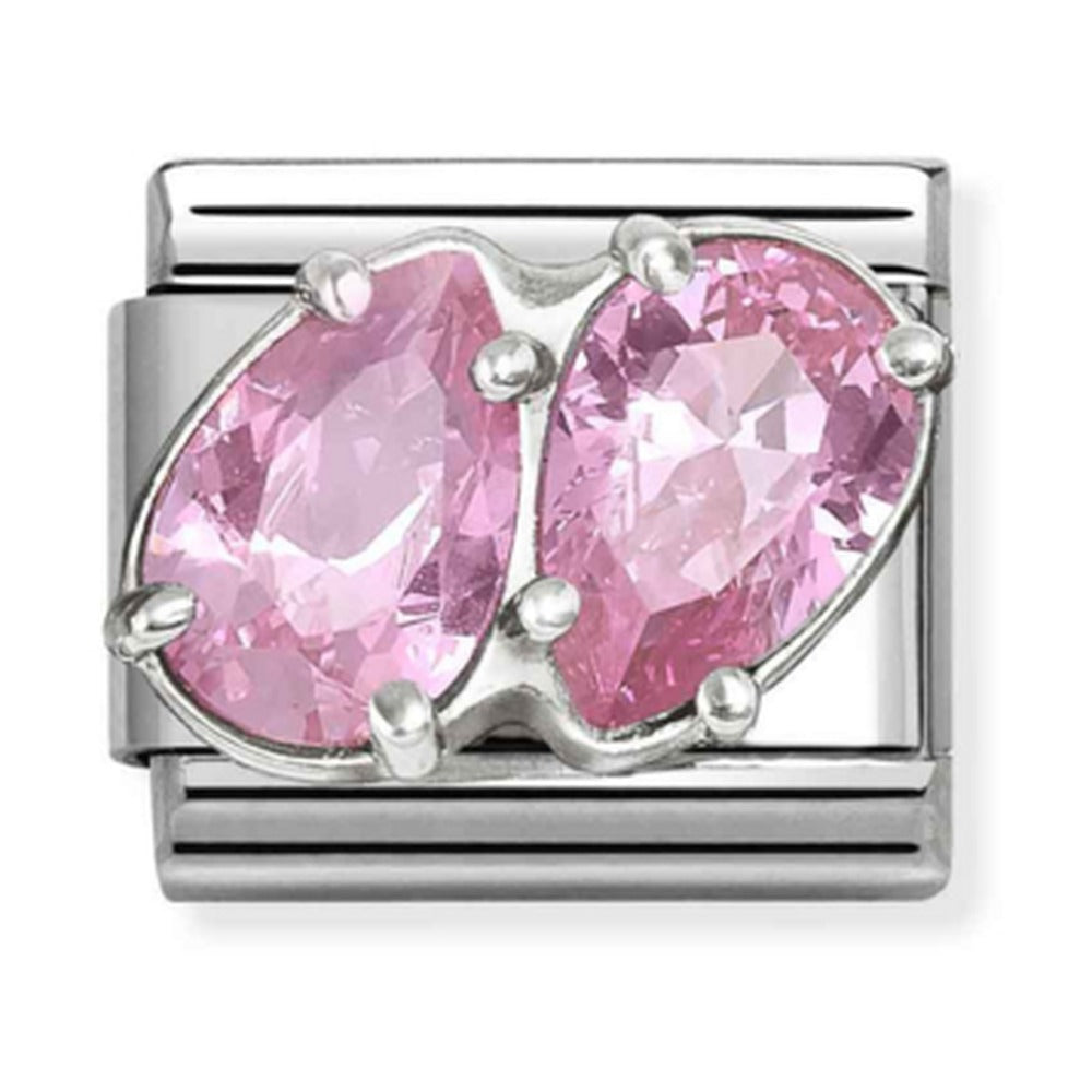 Nomination Composable Silver, Pink CZ Double Teardrop Charm 330329/10
