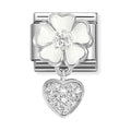Nomination Composable Silver White Flower With Heart Drop Charm 331814/04
