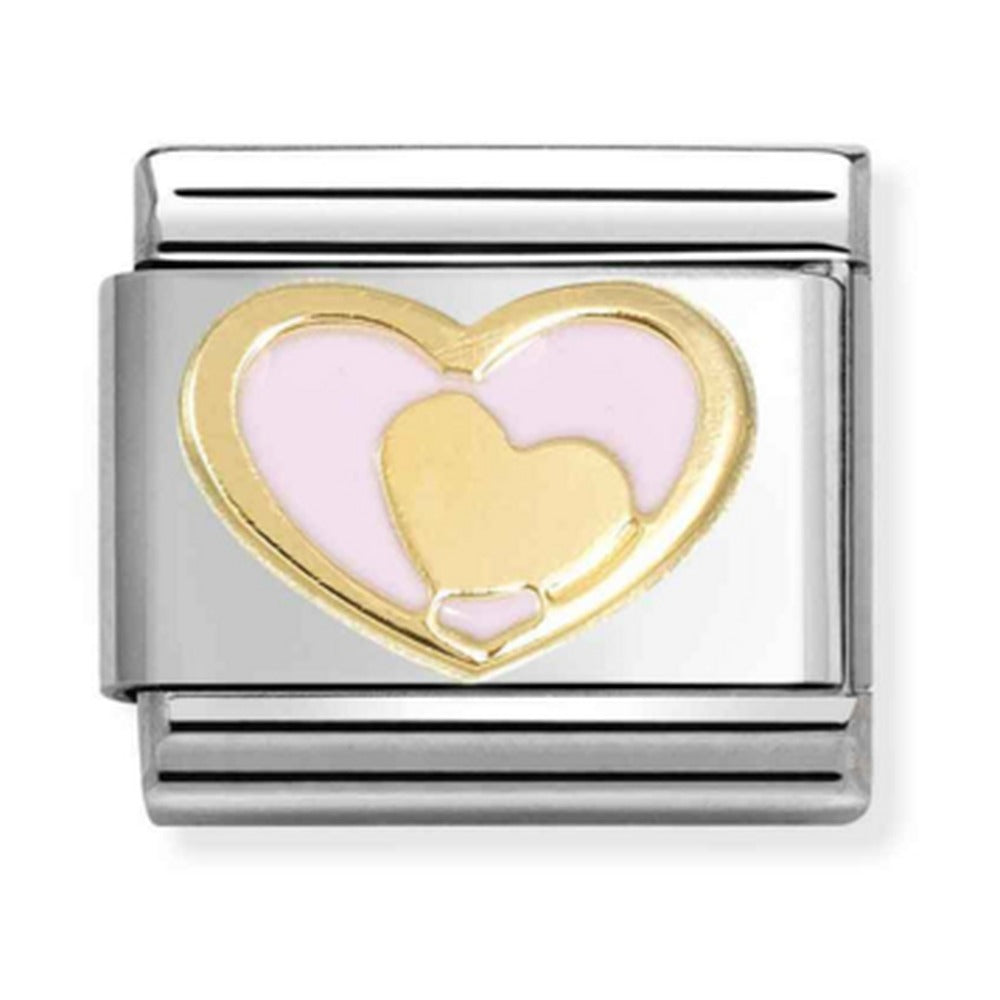 Nomination Composable Gold HEART IN PINK HEART Charm 030283/30