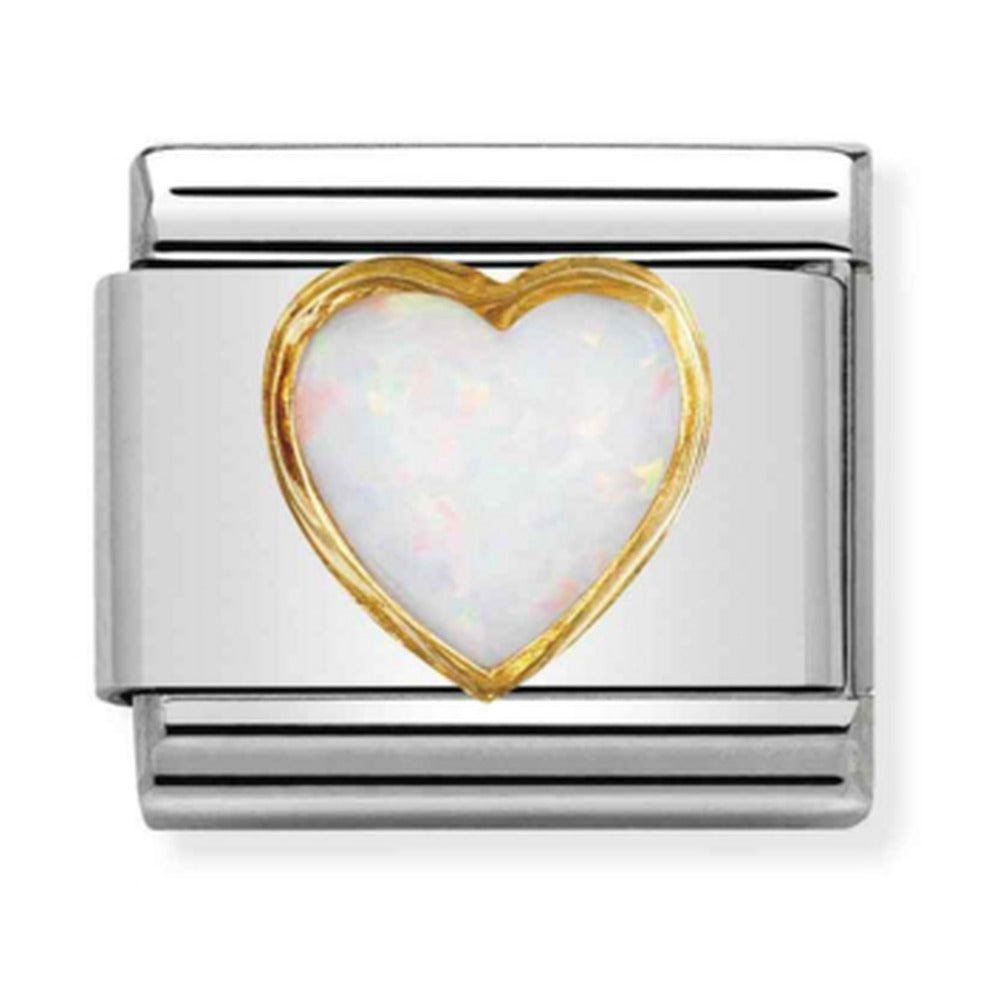 Nomination Composable Gold White Opal Heart Charm 030501/07