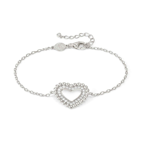 Nomination Lovecloud Cubic Zirconia Heart With Bead Edge Bracelet Silver *