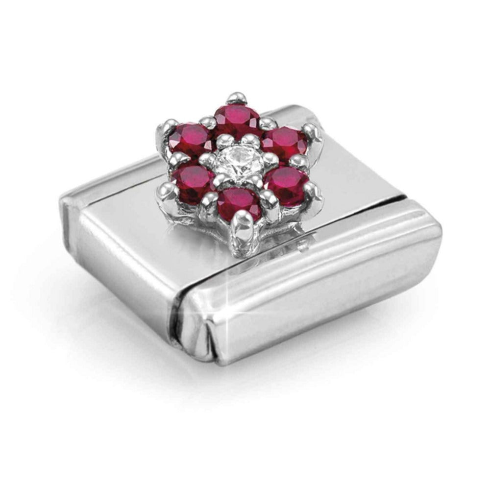 Nomination Composable Silver CZ Rich Red & White Flower Charm 330322/02