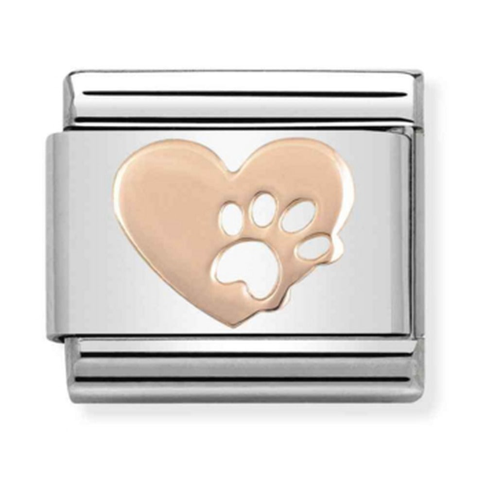 Nomination Composable Rose Gold Heart With Paw Print Charm 430104/12
