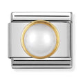 Nomination Composable Gold Round Stones White Pearl Charm 030503/13
