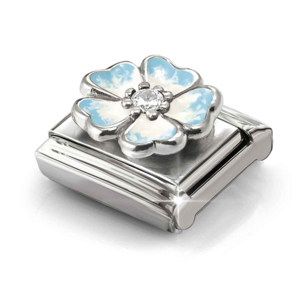 Nomination Composable Silver Shaded Blue Flower Charm 330321/16