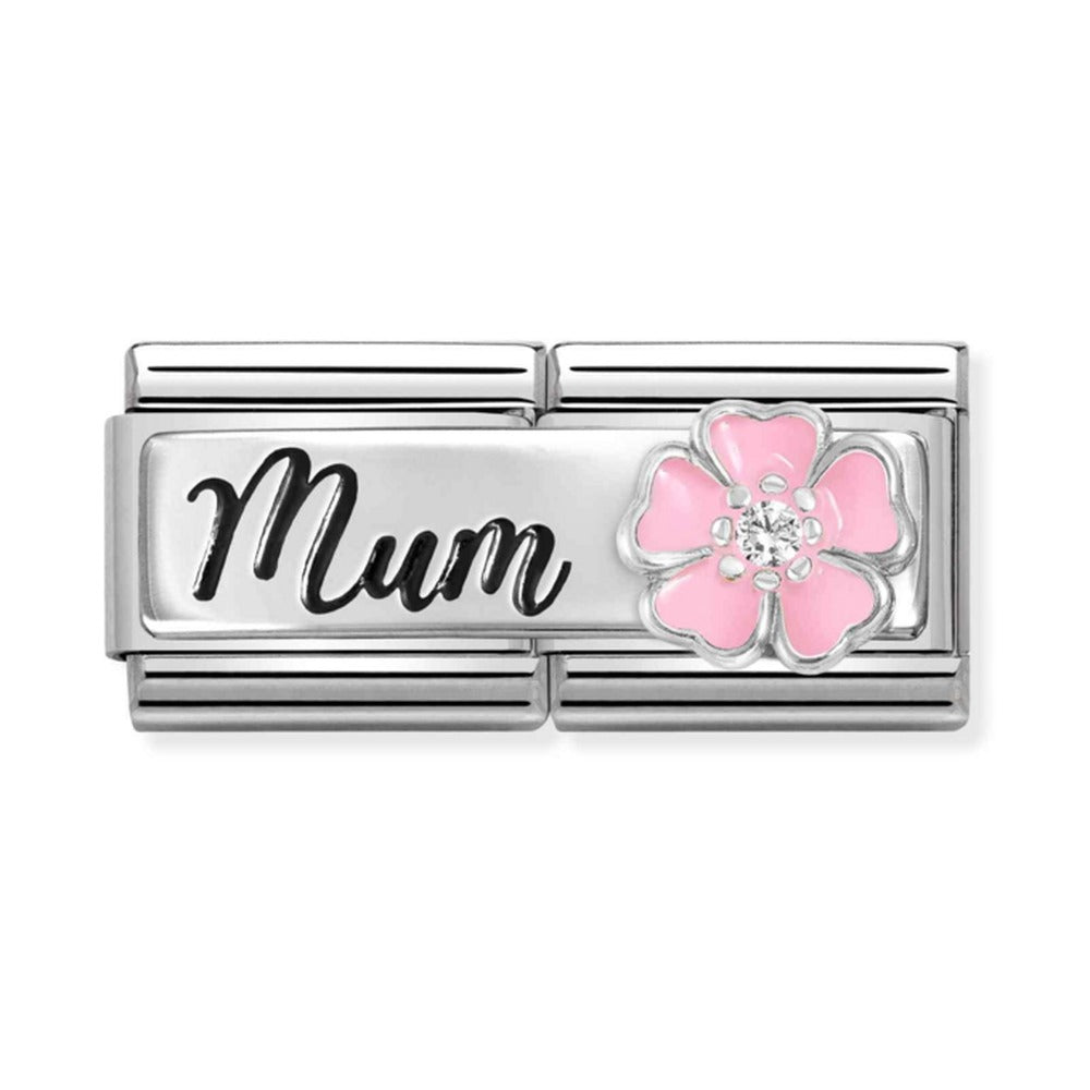 Nomination Composable Silver Double Mum with Pink Flower Charm 330734/18